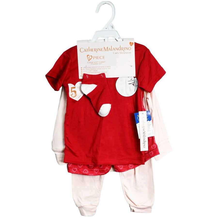 Red/Pnk Toddler 5pc Pajama Set C/P 48 Catherine Malandrino