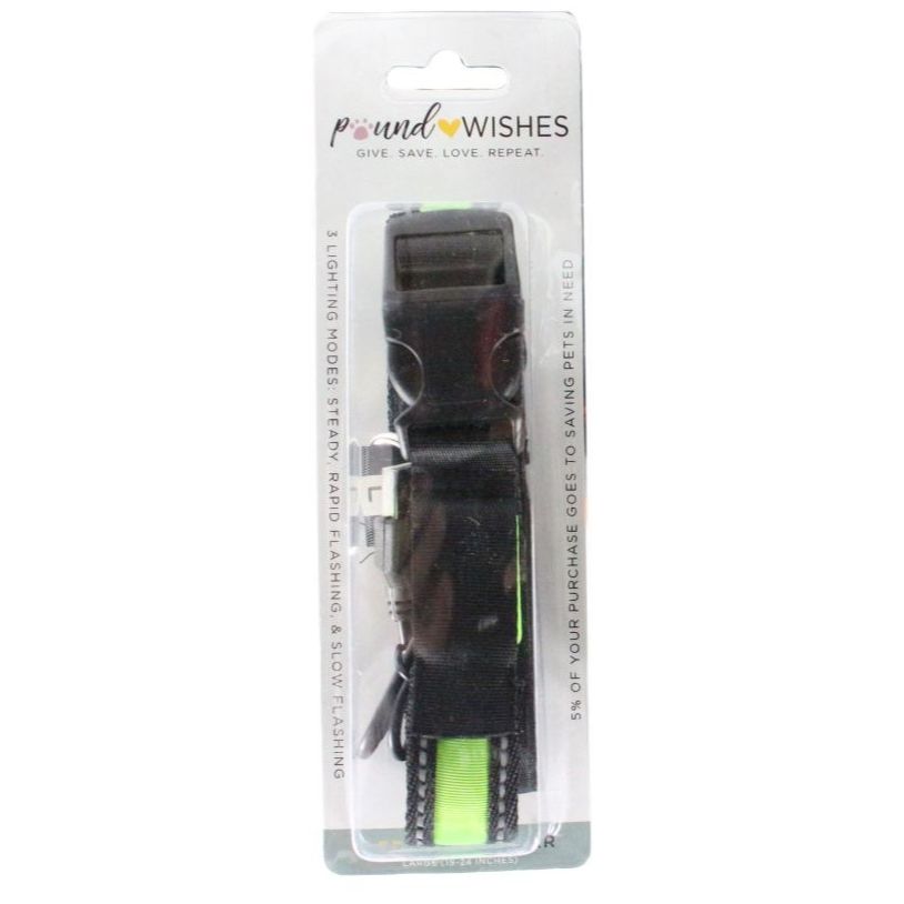 BLACK/GREEN LARGE LED DOG COLLAR C/P 48