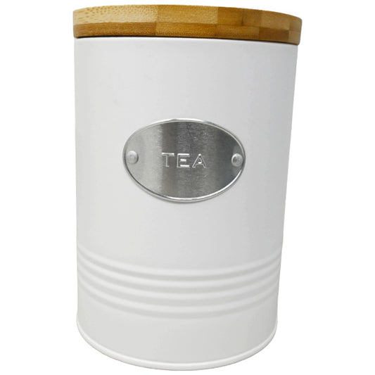 Wht Plaque Tea Canister C/P 12