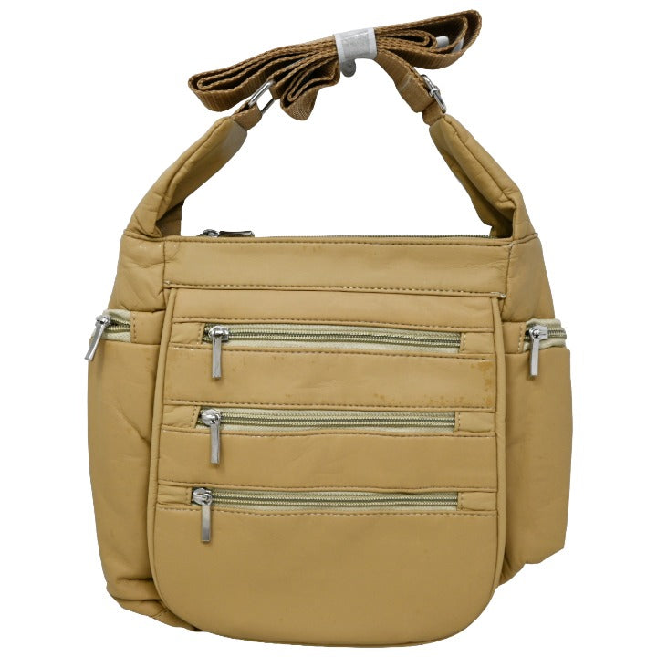 *NO CA* TAN LEATHER SHOULDER BAG (NO UPC) C/P 40