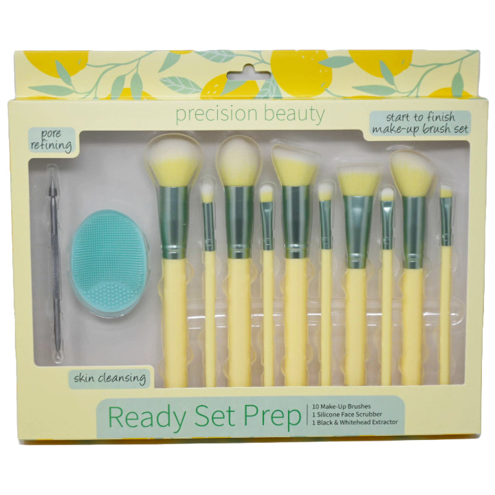 12pk YELLOW MAKEUP BRUSH KIT C/P 24