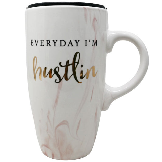CERAMIC MARBLED HUSTLE TRAVEL CUP W/LID C/P 4