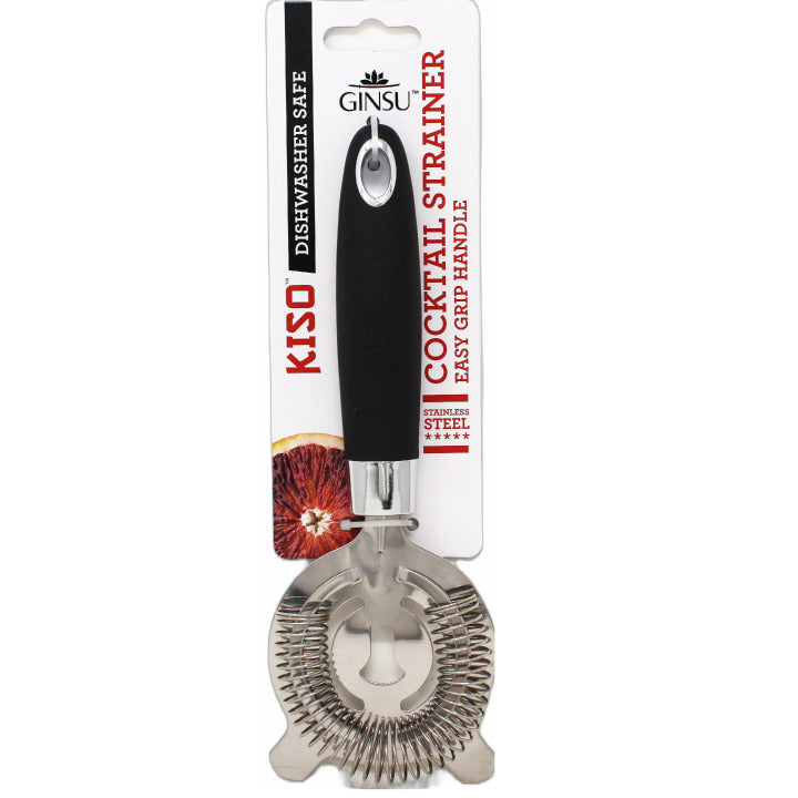 GINSU COCKTAIL STRAINER WITH BLACK EMBOSSED HANDLE C/P 48