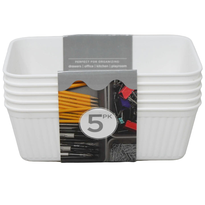 5pk 6.69x4.53xH2.17" White Stripe Storage Bins C/P 40