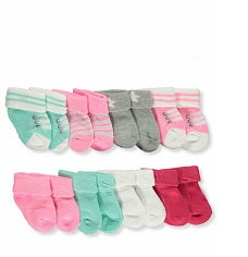 8PK GIRLS TERRY FOLD OVER BOOTIES SOCKS C/P 96