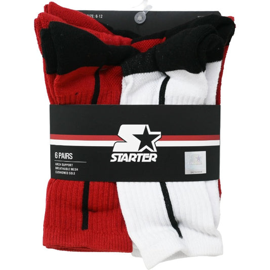6pk Mens R/G/B Asst Athletic Stadium Crew Socks C/P 24 STARTER