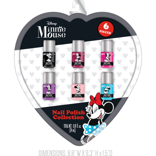 6pc MINNIE MOUSE HEART NAIL POLISH SET C/P 12