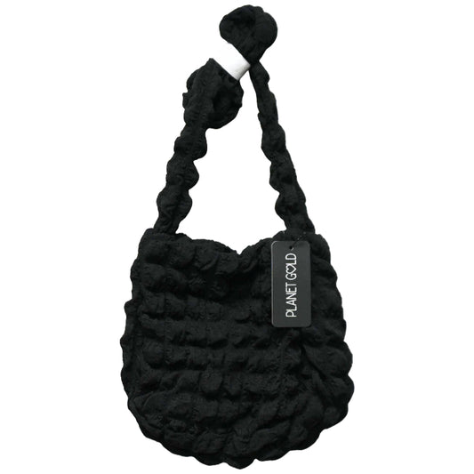 BLACK QUILTED CROSS BODY HANDBAG W/TOP ZIPPER C/P 12