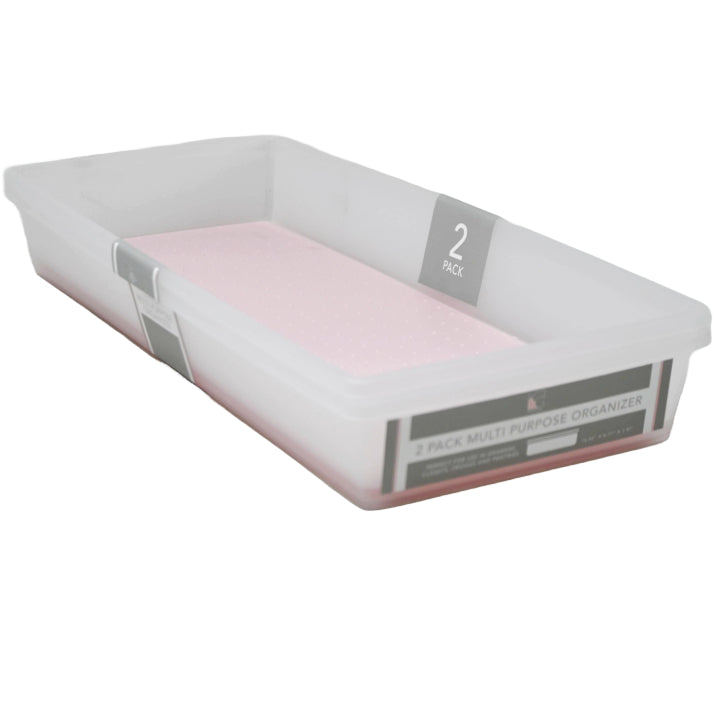 2pk Pink Drawer Organizer with Grey TPR 16x6.7x1.97" C/P 12