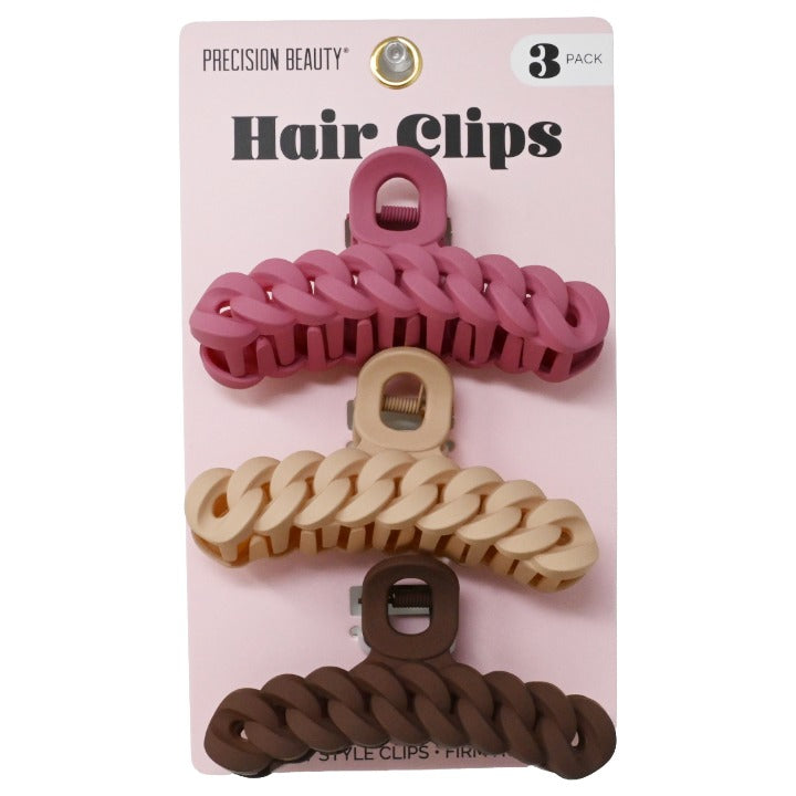 3pk Pnk Brn Hair Clips C/P 72 Precision Beauty