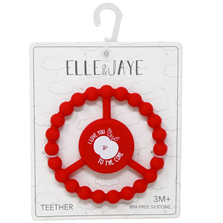 1pc Silicone Peace Teether - Red "I Love You To The Core" C/P 100