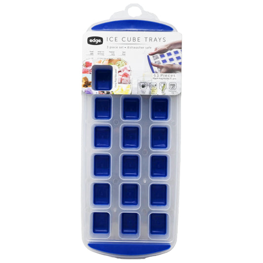 Edge 3pk Silicone Ice Cube Tray Square Round Blue C/P 12