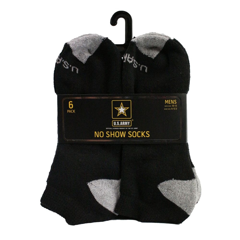 6pk US ARMY BLACK NO SHOW SOCKS C/P 36