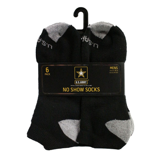 6pk US ARMY BLACK NO SHOW SOCKS C/P 36