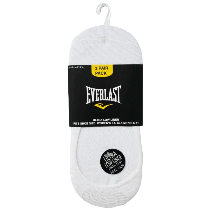 *USA ONLY* Adult White 3pk Unisex Ultra Low Liner Socks C/P 30