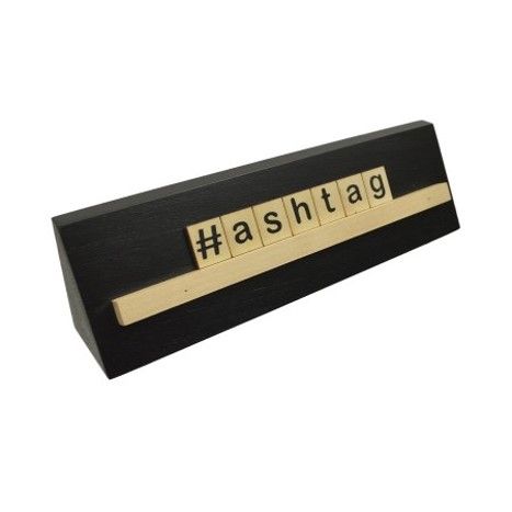 9x2 #ASHTAG Print Puzzle Piece Blk Wedge Wood Tabletop C/P 24