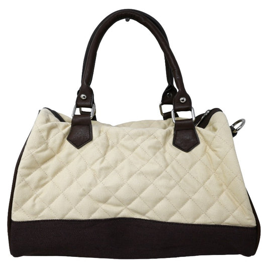 *NO CA* 2PC TAN 2-TONE QUILT DENIM SHOPPER BAG W/COIN PURSE (NO UPC) C/P 28