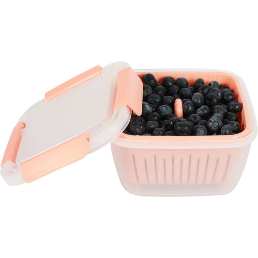 50oz PINK STORAGE CONTAINER W/BERRY COLANDER C/P 12