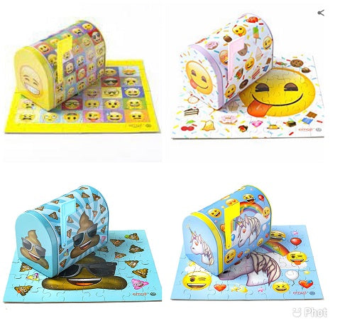 Emoji 48pc Puzzle in Tin Mail Box 4ASTD C/P 24