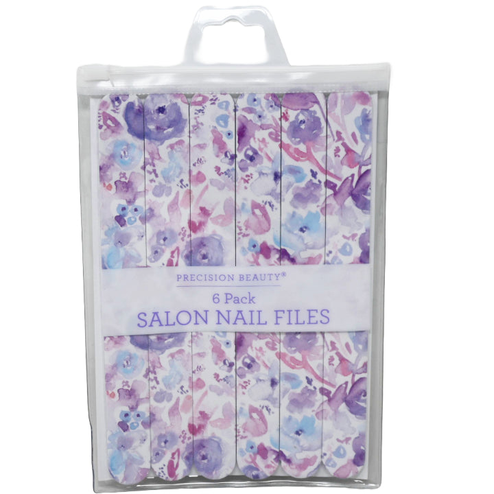 6pc SALON NAIL FILE SET FLOWERS PRINTED C/P 144