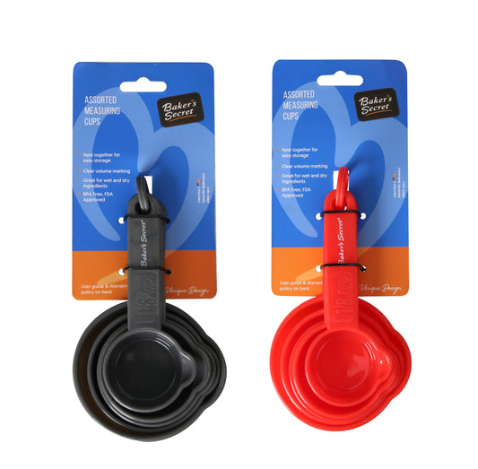 Baker's Secret Assorted Measuring Cups, Assorted Colors C/P 36