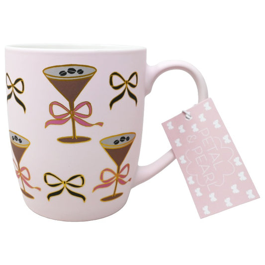 CERAMIC PINK ESPRESSO MARTINI BOW SOFT TOUCH MUG JUBILLIE C/P 24