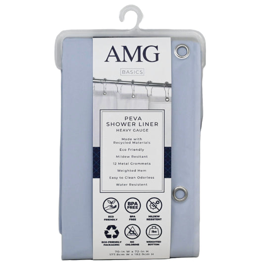 70" X 72" LT. BLUE SHOWER LINER W/GROOMETS C/P 12