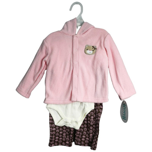 3pc NB Pnk Bear Baby Clothing Set C/P 12 Kristen Hanah