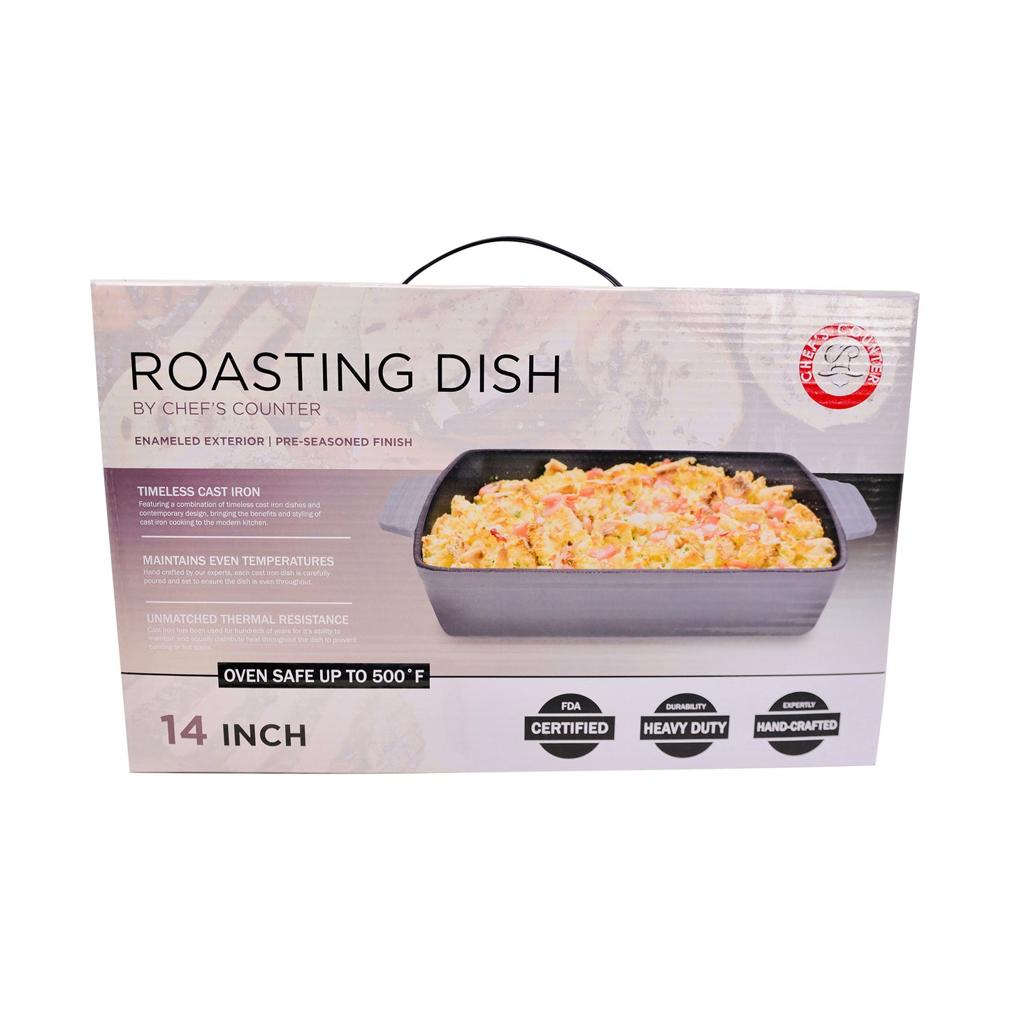 14" BLACK CAST IRON ROASTING DISH C/P 4
