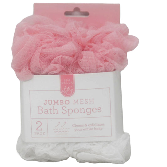 2pc PINK/WHT JUMBO MESH SPONGES C/P 18