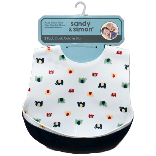 2pk ELEPHANT BIBS - CRUMB CATCHER  C/P 48