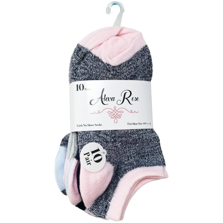 *NO USA* Girls 6-8+ Marled 10pk Alexa  Rose Socks C/P 30
