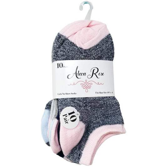 *NO USA* Girls 6-8+ Marled 10pk Alexa  Rose Socks C/P 30