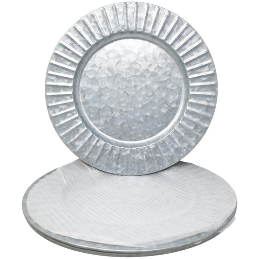 4pc Ribbed Metal Charger Plates C/P 4