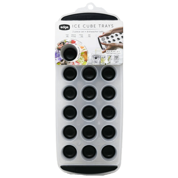Edge 2pk Silicone Ice Cube Tray Standard Round Black C/P 12