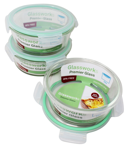 950ml ROUND GLASS FOOD CONTAINER C/P 24