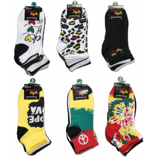 5pk RASTA RIB QTR SOCKS SIZE 9-11 C/P 60