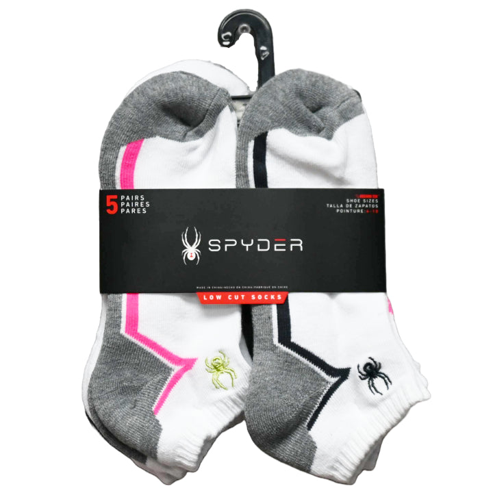 5pk SPYDER WHITE LOW CUT SOCKS SIZE 9-11 C/P 60