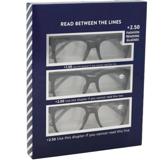 3pk fashion reading glasses (+2.5 prescription/diopters) C/P 60