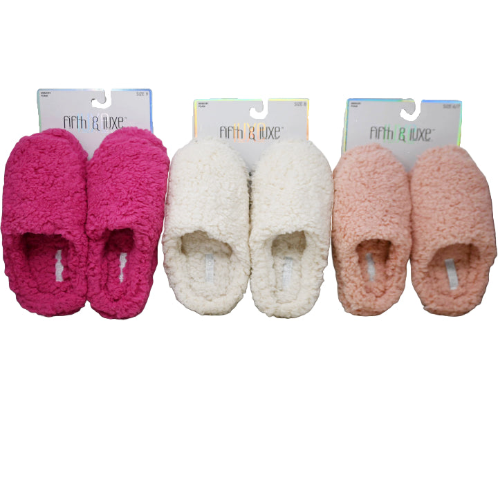 S-XL WOMEN ASST COLOR SHERPA SLIPPER C/P 36