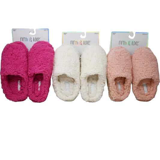 S-XL WOMEN ASST COLOR SHERPA SLIPPER C/P 36