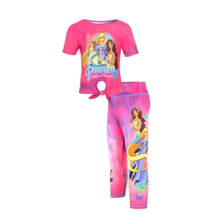 FAIRYTALE PRINCESS TIE FRONT T-SHIRT ACTIVEWEAR SET BUTTERFLY PRINCESS 3-ASST SIZE 2T-4T C/P 48