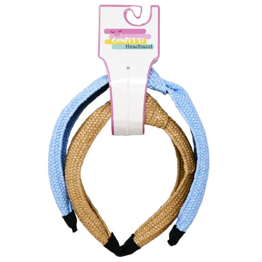 2pc Raffia Denim Headbands Set Knotted Confetti C/P 24