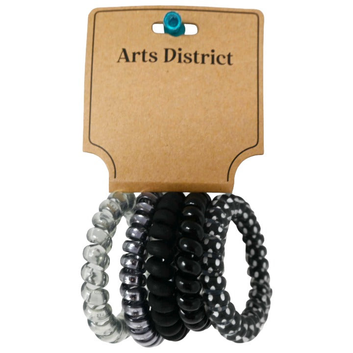 5pk Spiral Coil Hair Ties Gray C/P 400