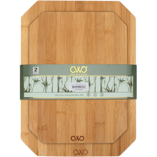 2pc ASST SIZE BAMBOO CUTTING BOARD SET C/P 6
