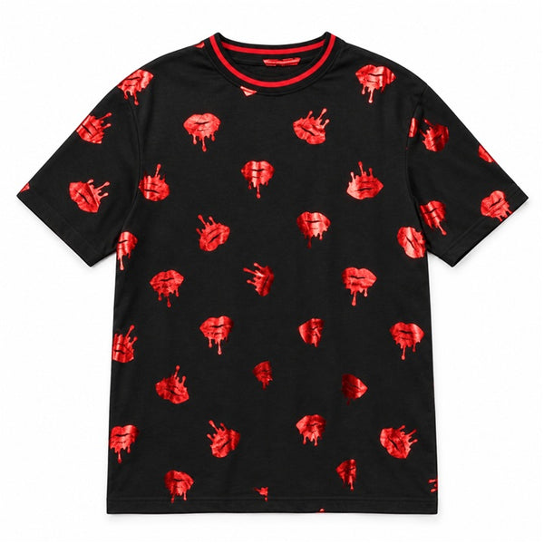 Blk Red SS Lips Tee C/P 60 Drill Clothing Co.