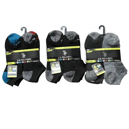 6pk MEN L/C CUSHION SOCKS BLK ASST STYLES SIZE 6-12 C/P 48