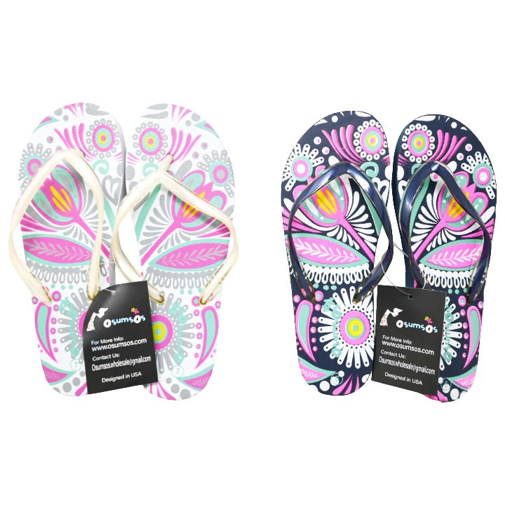 *OUT OF CA* WOMEN FLIP FLOPS wPRINT 3-ASST COLOR/6-ASST SIZE SIZE C/P 36