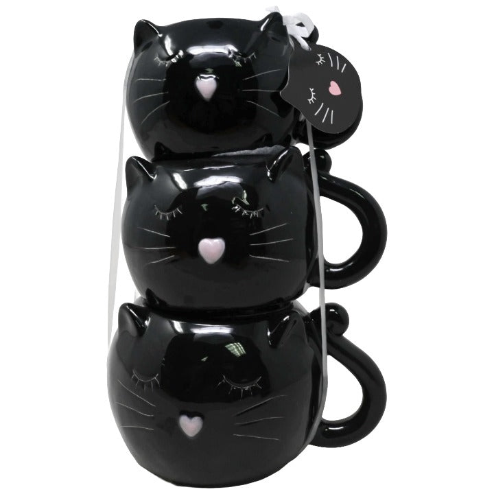 3pc Cats Stacking Mugs C/P 12 MRKT FINDS