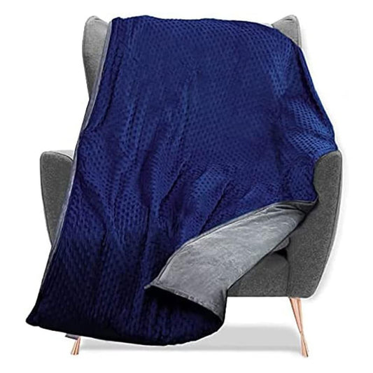 60x80" 15lbs NAVY QUEEN SIZE WEIGHTED BLANKET C/P 2